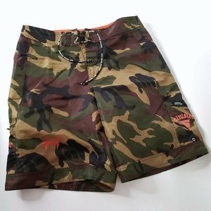 Sinister Brand Men's Swim Board Shorts Camo Green